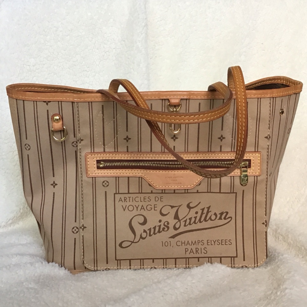 Louis Vuitton Tan and Brown Striped Tote